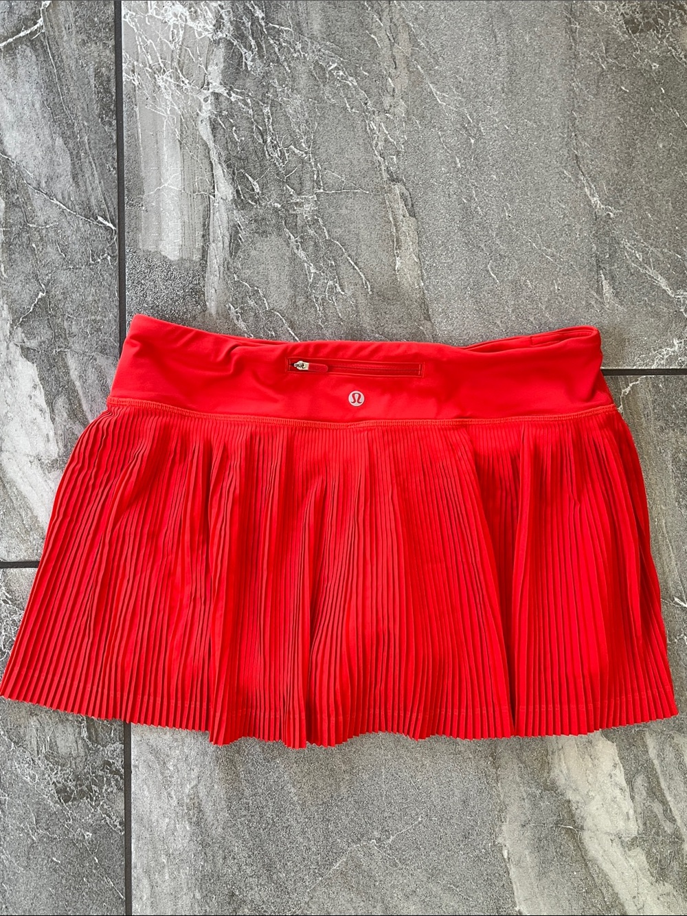 🍋 Lululemon Pleat To Street Mid Rise Skirt Size 8 Alarming Orange Red